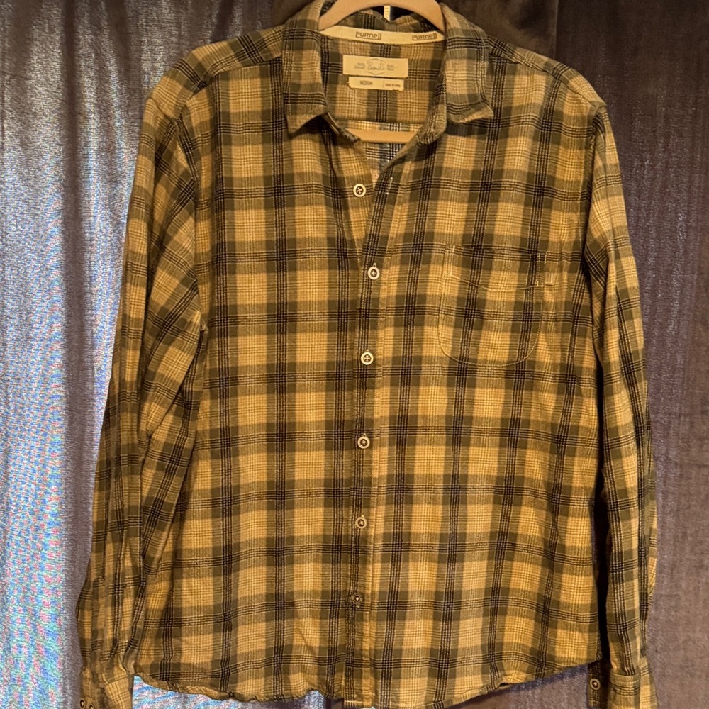 Purnell Olive Green Flannel Plaid Button-Up Shirt